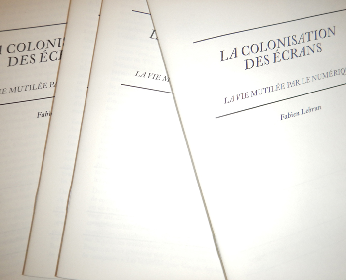 Parution de la brochure « La colonisation des écrans » de Fabien Lebrun.